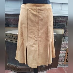Ann Taylor Loft Sz 6 Tan Suede Leather A-Line Women's Skirt.